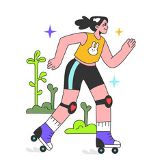 Summer time break activity. Healthy and active lifestyle. Female character