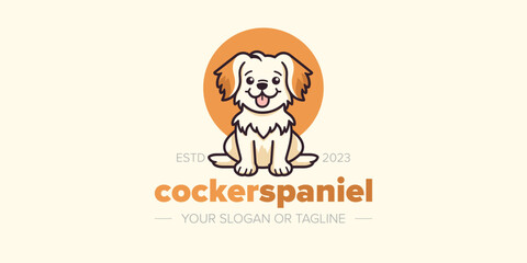 Pet Clinic and Pet House: Minimalist Cute Dog Logo Design with Cocker Spaniel Charm