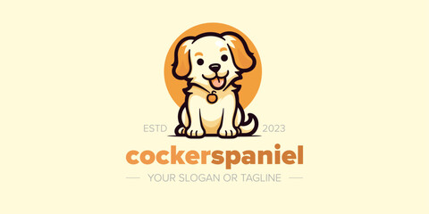 Minimalist Cute Dog Logo: Showcasing Cocker Spaniel for Pet Brands, Products, and Pet Shops