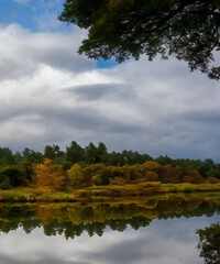 Fototapeta premium clouds over lake