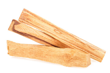 Palo santo wood sticks isolated on a white background. Bursera graveolens - holy wood.