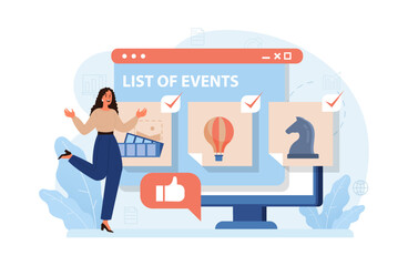 Virtual event. Online exhibition, concert or conference. Remote education