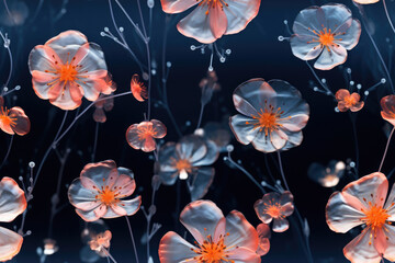 seamless pattern - repeatable texture of glasflowers against black background