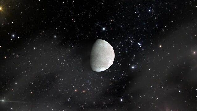 Europa, Moon of Jupiter, against Dark Starry Sky Background in The Solar System. Elements of this Video furnished by NASA.  