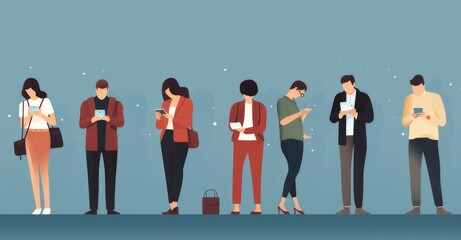 People engrossed in their devices, unaware of their surroundings and present moments.