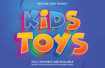 Template of text effect kids toys with blue background