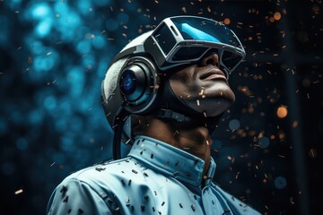 Fototapeta premium The businessman is moving into the AI dimension