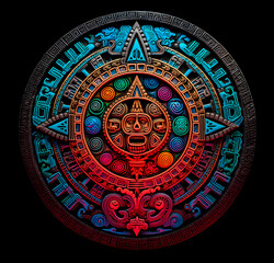 Aztec Calendar - Colorful - Generative AI