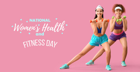 Banner for National Women's Health and Fitness Day with sporty women