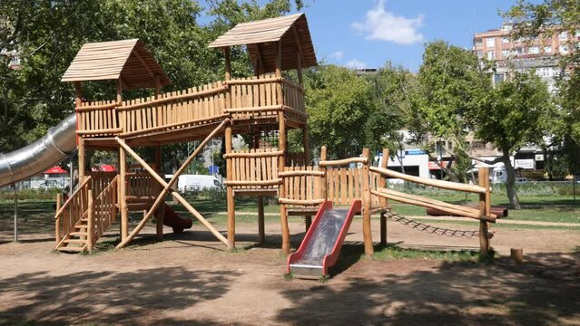 wooden playground outdoor house park in istanbul 