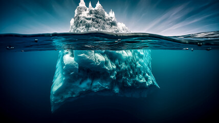 Iceberg dans l'eau, vue de la partie cachée de l'iceberg - Générative IA - obrazy, fototapety, plakaty