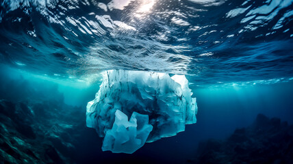 Iceberg dans l'eau, vue de la partie cachée de l'iceberg - Générative IA - obrazy, fototapety, plakaty