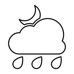 Rainy Night Icon In Outline Style