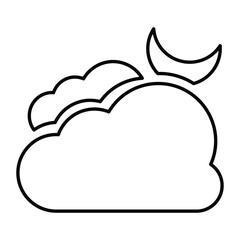 Cloud with Moon Icon In Outline Style