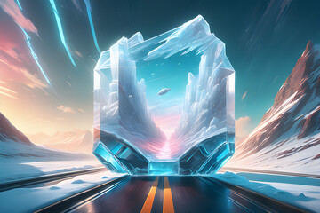 a-brilliant-glass-made-of-ice. generative ai