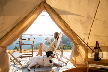 glamping or glamour camping with a dog