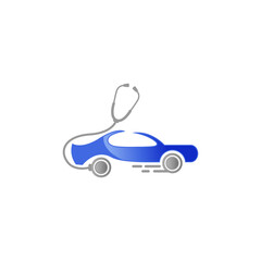 car doctor service logo design. Vector illustration,car doctor,stethoscope,logo vector template.