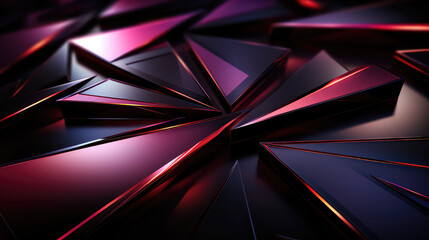Black red abstract modern background for design. Triangles Dark Geometrical abstract wallpaper. 3d render illustration style. 