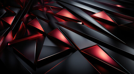 Black red abstract modern background for design. Triangles Dark Geometrical abstract wallpaper. 3d render illustration style. 