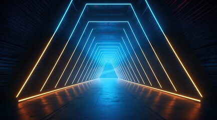 Obraz premium futuristic a neon light lighting, in the style of sharp perspective angles