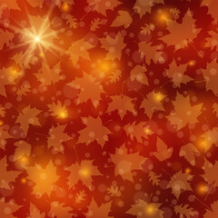Autumn style elegant vector background with bokeh effects. Design for square flyer, invitation card, promo poster, discount coupon, voucher, sale banner