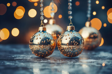 Colorful Christmas balls, Christmas decoration. New Year greeting card
