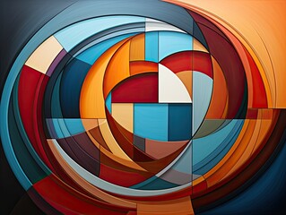 Illustration of a colorful abstract painting with a circular shape. Generative AI