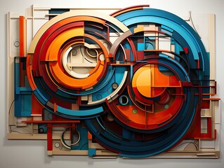 Illustration of a vibrant circular design painted on a wall. Generative AI