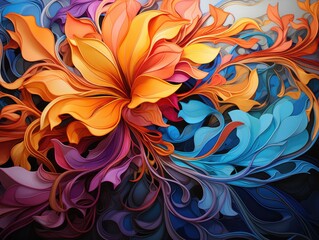 Fototapeta na wymiar Illustration of a vibrant bouquet of flowers against a dark backdrop. Generative AI
