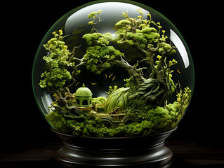 plant in a glass orb