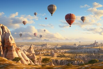 "Cappadocia's Aerial Symphony: Hyper-Realistic Hot Air Balloon Adventure"
