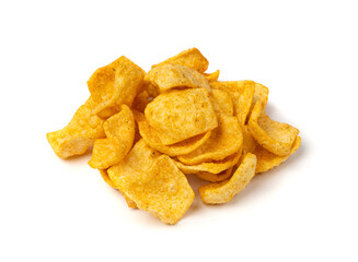 Lentil Chips Isolated, Lentils Crisps, Healthy Orange Snack, Fried Organic Crunchies, Lentil Chips on White