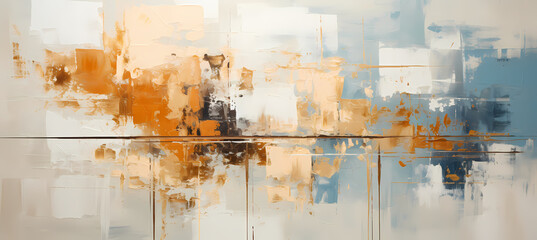 Abstract-Realism Fusion: Textured Canvas with Ivory, Orange, and Blue