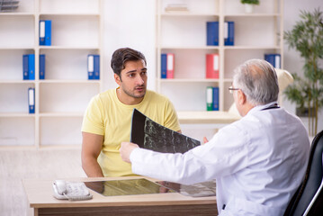 Young male patient visiting old male doctor