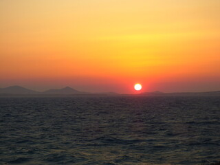 Sunset over the sea, Greece, Paros island