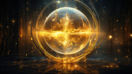 Ball of golden spiritual ethereal energy - obrazy, fototapety, plakaty
