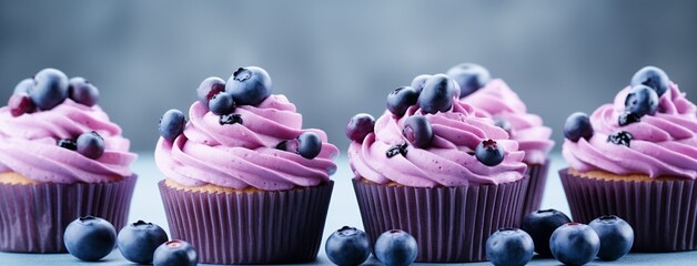 Blueberry cupcake on a blur background - Powered by Adobe