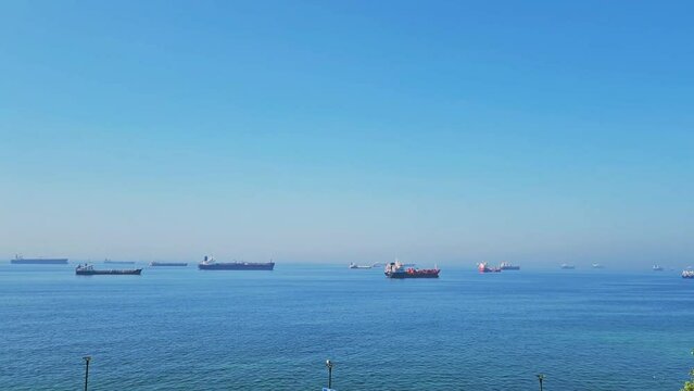 Container ships in Istanbul, Turkey.