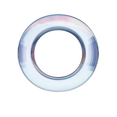 Glass font. Letter O made of dispersion chromatic glass isolated on transparent background. 3d render illustration