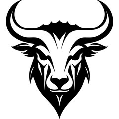 Abstract head of bull logo black silhouette portrait