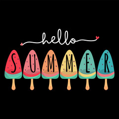 Hello summer t shirt design, cute watermalone vector illustration