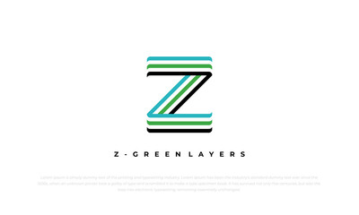 logo Z monogram style in 3 layered colors - obrazy, fototapety, plakaty
