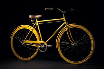 Isolated vintage yellow bicycle with fixed gear. Generative AI