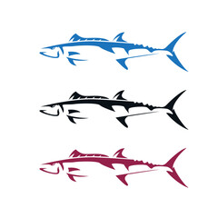 Sleek barracuda logo. Conveys power, agility, and determination. Vector illustration.
