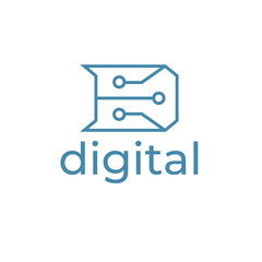 Dynamic D logo. Digitally sleek, making a bold brand statement. Vector illustration