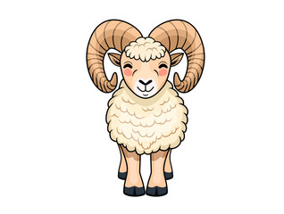 Cute Vector cartoon Rocky Mountain Bighorn Sheep sticker	