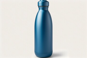 A blue steel eco water bottle, isolated on white. Generative AI