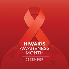 AIDS Awareness Month design template suitable for celebration. red ribbon vector design. ribbon illustration. flat design. eps 10.