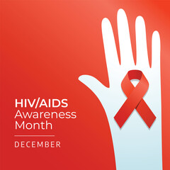 Fototapeta premium AIDS Awareness Month design template suitable for celebration. red ribbon vector design. ribbon illustration. flat design. eps 10.