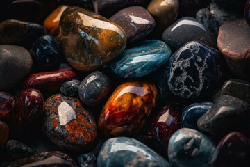 vibrant polished rocks. Generative AI